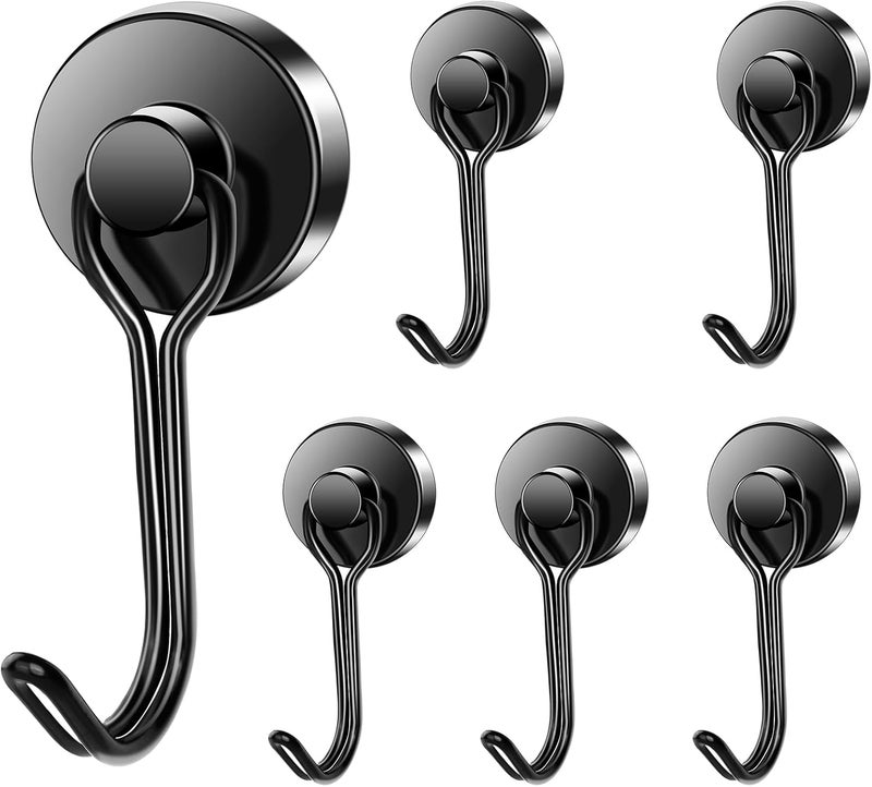 LOVIMAG Hooks, 40lbs+ Magnetic Magnet Hook 2026 Cruise Cabin Ship Essentials Heavy Duty Strong Refrigerator Fridge Hanging for Classroom Beach Vacation Kitchen Grills Home Mug Hanger (6 Pack), Black - Image 1